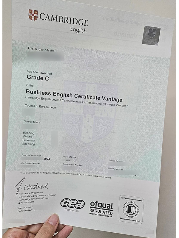 Cambridge English Certificate Sample