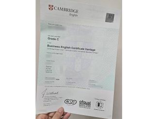 Cambridge English Certificate Sample